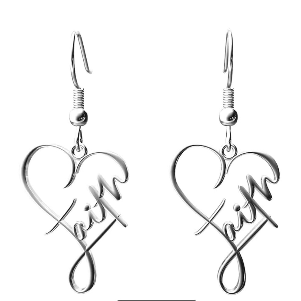 Stainless Steel Cross Heart Earrings